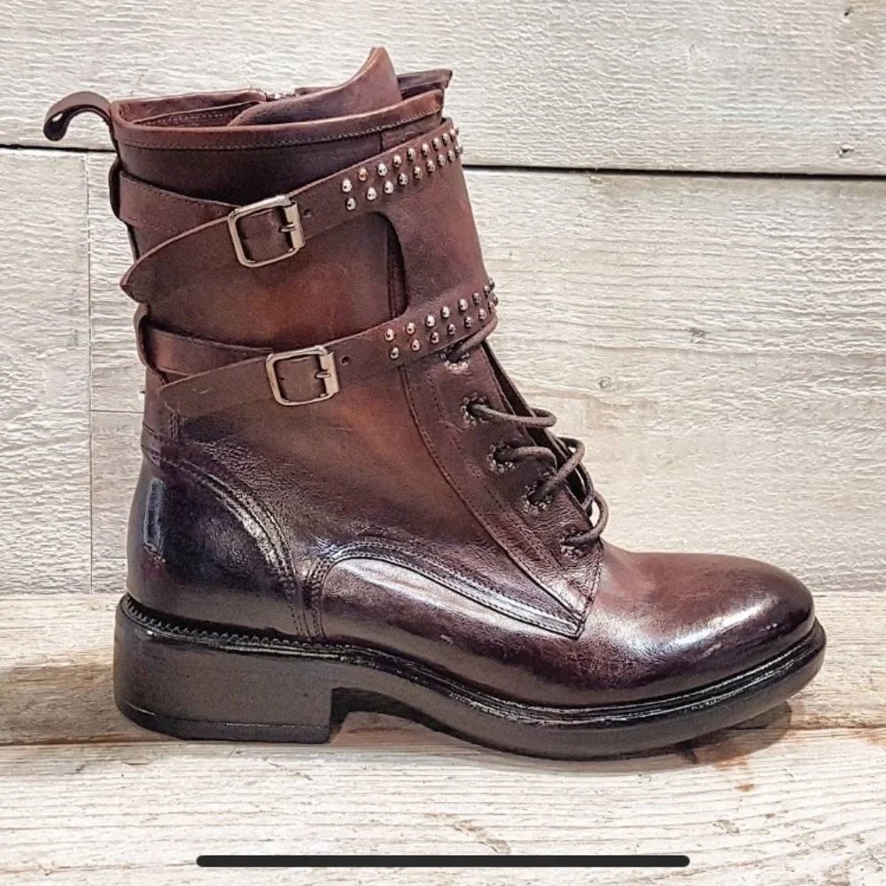 PAKROS Italy Rugged Moto Boots. Black Leather with Cool Metal Chain  EU 41 🇮🇹 - Picture 14 of 15